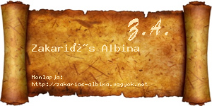 Zakariás Albina névjegykártya